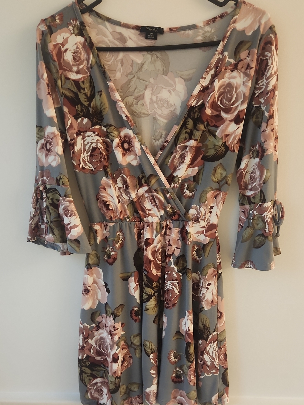Rhapsody Gray Floral Midi Dress